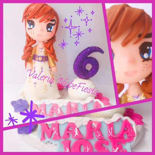 Cake Topper Ana Froze 2 Elsa Vela Niña Pasta Francesa