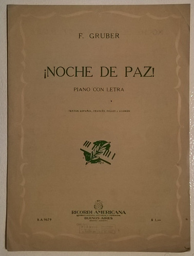 Partitura - Noche De Paz - Piano Con Letra - Gruber