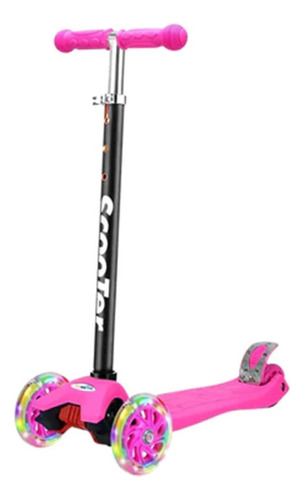 Scooter Monopatín 4 Ruedas Led Infantil Regulable Rosado