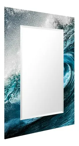 Espejo Rectangular Con Vidrio Artístico Temperado 48 X32