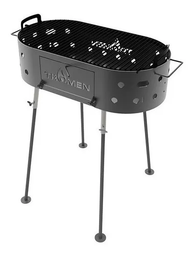 Parrilla móvil Tromen Duomo Oval 95.4cm de ancho 1.01m de alto 72cm de profundidad negra