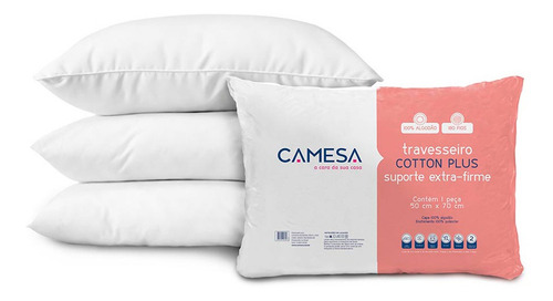 Imagem 3 de 3 de Kit 2 Travesseiros Cotton Plus Extra Firme 180 Fios Camesa