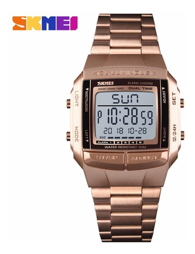 Relógio Skmei Moda Masculino Digital Ouro Escuro