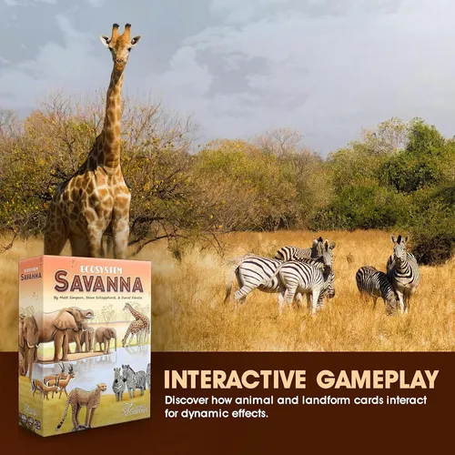 Ecosystem: Savanna - Un Juego De Cartas Familiar Sobre Animales En Bosques Herbáceos De Sabana Africana, Juego De Ecología Para Niños Y Adultos
