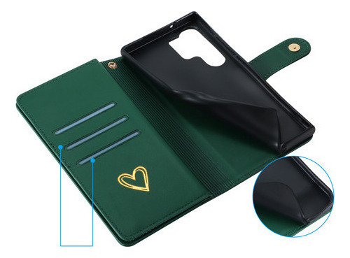 Jing Funda De Piel Tipo Cartera Con Cremallera Para Samsung