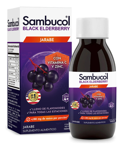 Sambucol Jarabe De Saúco Con Zinc Y Vitamina C, 120ml (4 Fl)