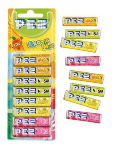 Pez Pastilhas Refil 8 Pastilhas Cada Refil Exotic Mix Play