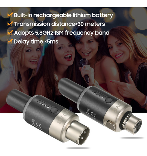 Sistema De Micrófono Inalámbrico Recargable Joyo Mw-1 De 5.8