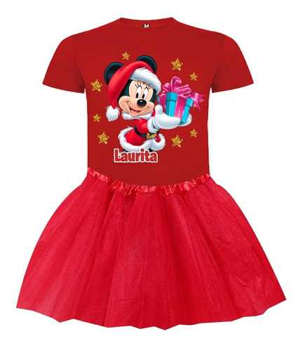 Conjunto Traje Disfraz Minnie 2 Navidad Personalizado