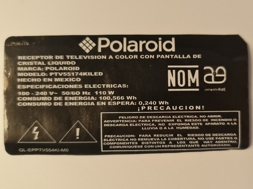 Ptv55174kiled H117/k5/h Dled55kjah 55y17 Tiras Polaroid (Usado)