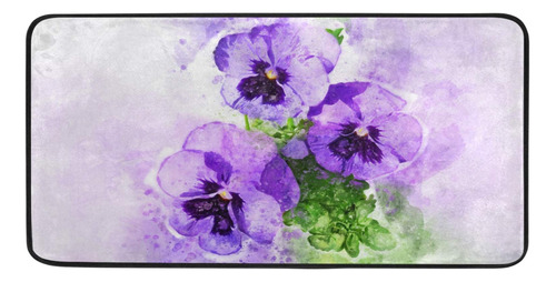 Alfombra Cocina Antideslizante Diseño Flor Pansy Baño Para X