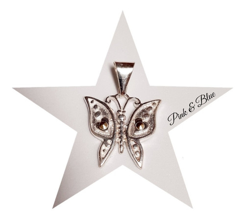 Dije Mariposa De Plata 925 Y Oro Double - 20mm