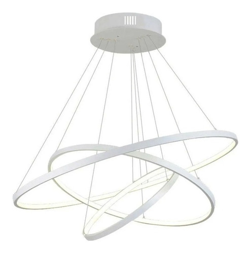 Lustre Led  Moderno Pendente Anéis Led 89w 3 Arcos Branco Brinovar