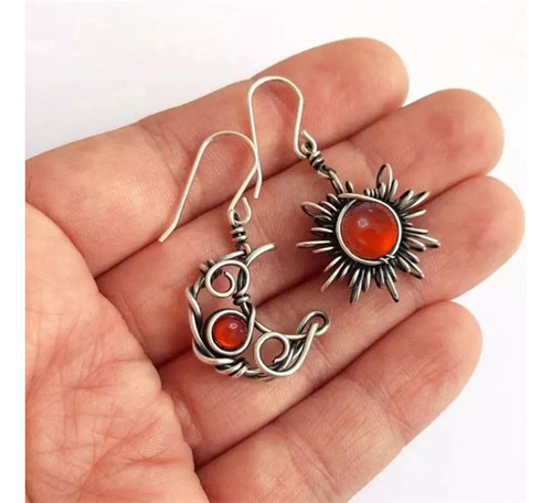 Pendientes Colgantes En Forma De Luna De Sol Para Mujer