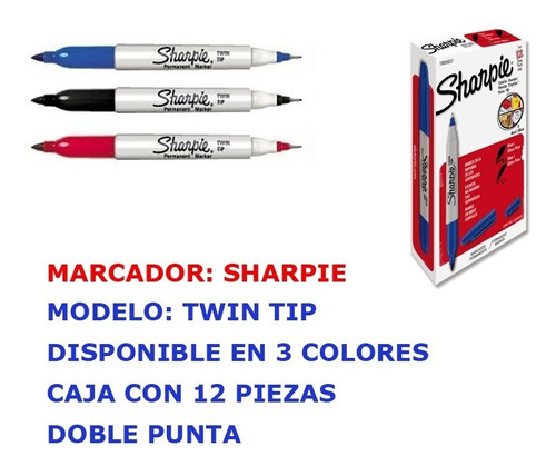 Marcador Sharpie Twin Tip Doble Punta Caja Con 12 Piezas 