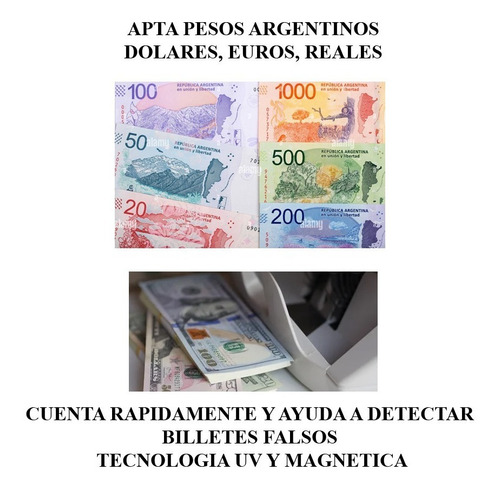 Imagen 3 de 10 de Contadora De Billetes Máquina Cuenta Dinero Detector Falsos