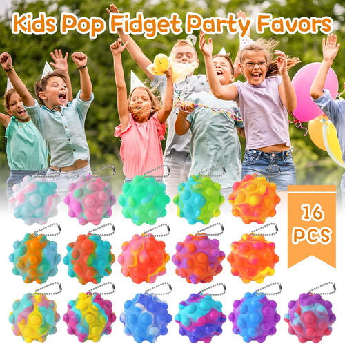 Juguete Inflable Pop Fidget Toys Its Ball, 16 Piezas 3d Sque