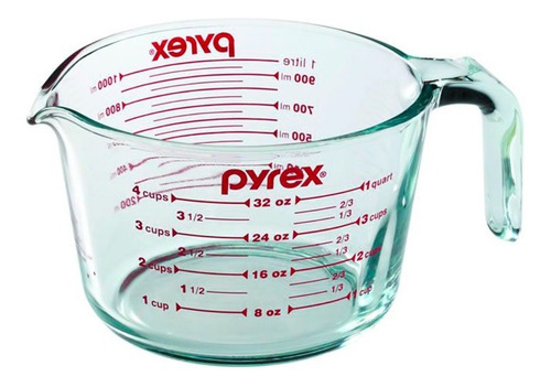 Jarra Medidora 1 Lt Basics Pyrex Color Vidrio Transparente