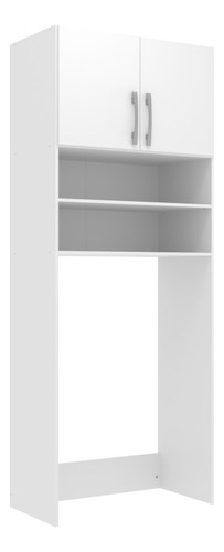 Armário Multiuso Lavanderia 2 Portas 3 Nichos Cor Branca Cor Branco