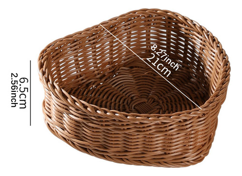Cesta De Ratán De Imitación En Forma De Corazón Tejida S