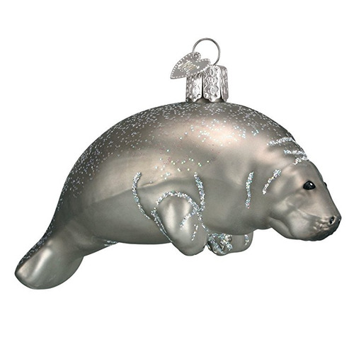 Viejo Mundo Manatee Ornamento De Cristal Soplado