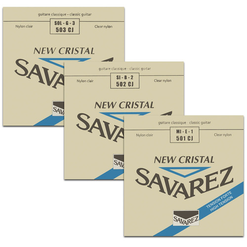 Cordas Savarez New Cristal Tensão Alta  (1°, 2°e 3° Cordas)