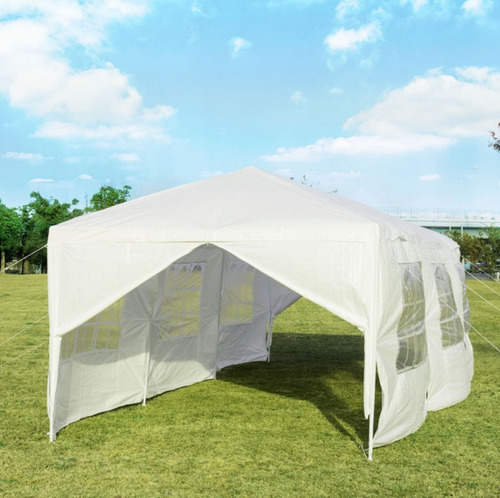 Toldo De 9x3 Mts Con Pared Carpa Fiestas Eventos Auto Blanco
