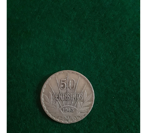 Moneda Plata Uruguay 50 Centésimos 1943