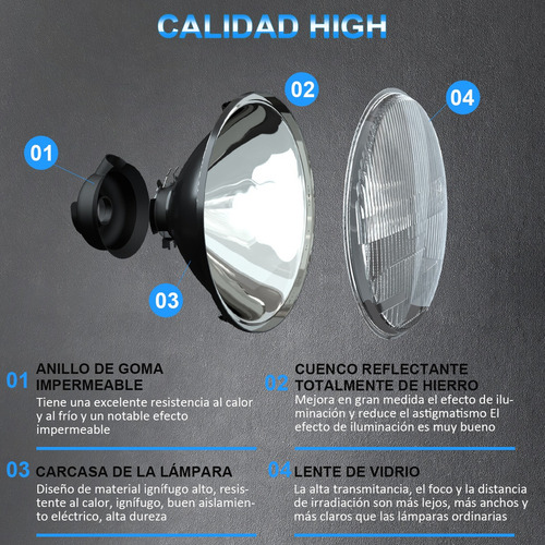 Para D 2pc 7 Pulgadas Redondo Faros Carcasa De Vidrio,