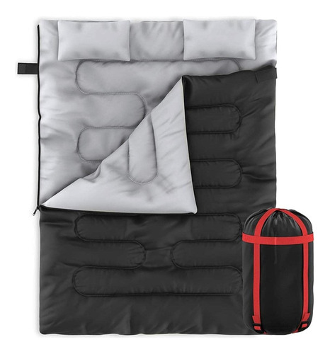 Zone Tech Saco De Dormir Doble Para Acampar Con 2 Almohadas 