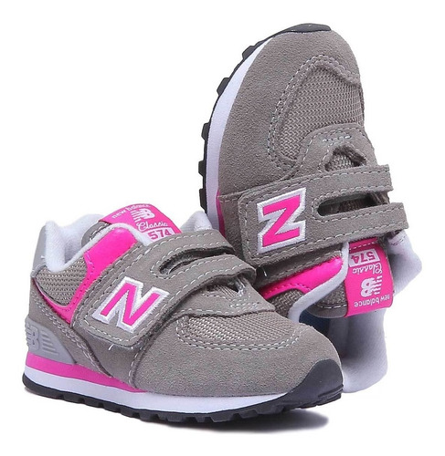 new balance niña gris y rosa