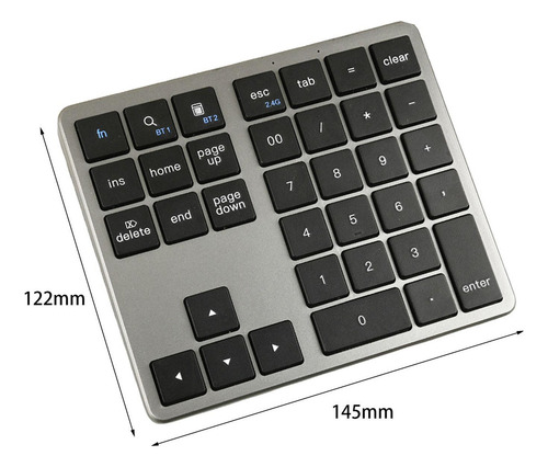 Li Teclado Numérico Sem Fio, Teclado Prateado E Cinza