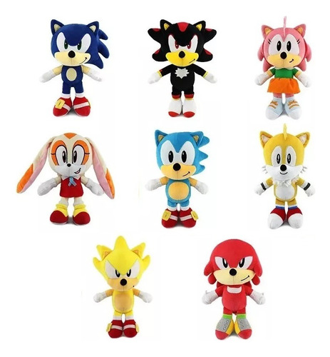 Set 8 Peluches Sonic 25 Cm Diseños Exclusivos Juguetes Sega