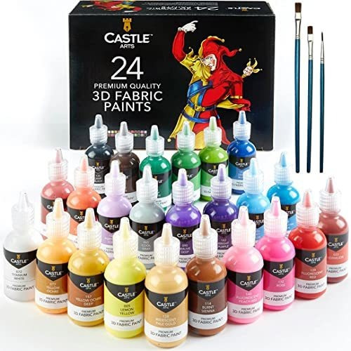 Castle Art Supplies Juego De Pintura De Tela 3d | 24 Colores