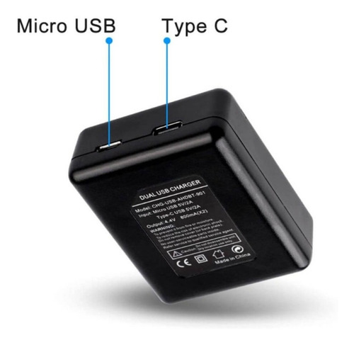 Imagen 2 de 7 de Cargador Batería Dual Doble Gopro Hero 9 10 11 Black Usb