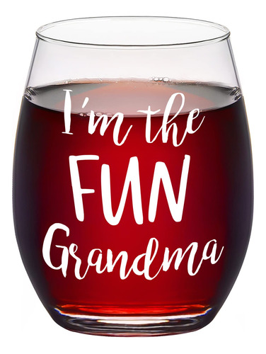Copa Vino Texto Ingl  I Am The Funny Grandma  Tallo Granda