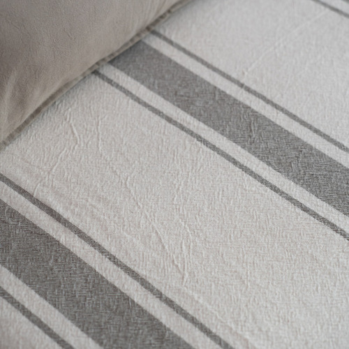 Funda De Edredón Luxury Raya Gruesa Cama Queen 140x190 Natural