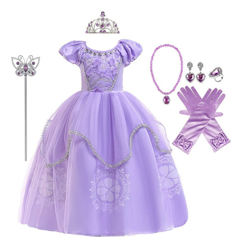 Disfraz Izkizf, Vestido De Princesa Sofía Con Accesorios Par