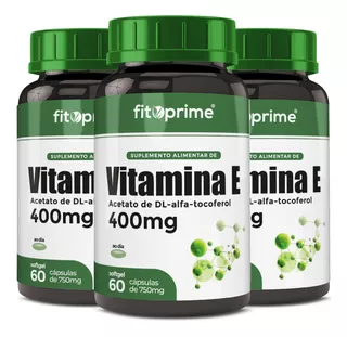 Kit 3 Vitamina E 400mg 400ui Por Cápsula Com 60 Cápsulas