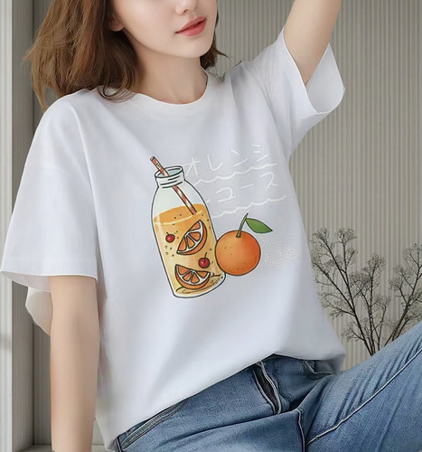 Playera Holgada Y Delgada Estampada Para Mujer
