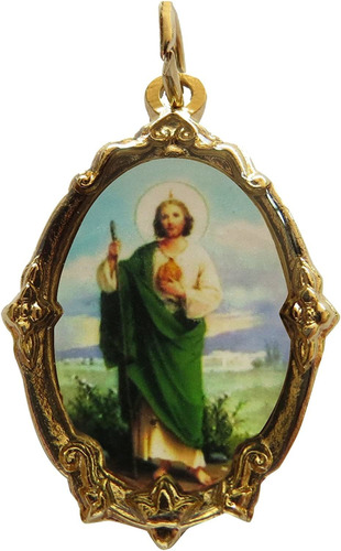 San Judas Tadeo Medalla (gold-tone) Frame-shapped Medalla De