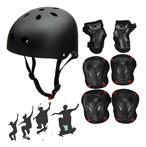 Casco De Patinaje Con Equipo Protector: Rodilleras, Coderas.