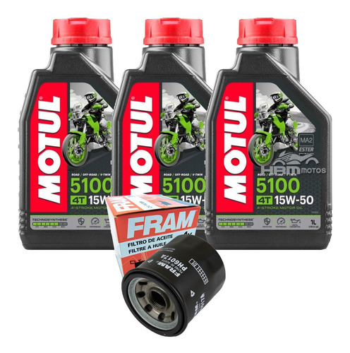 Combo 3 Lts Óleo Motul 5100 15w50+filtro De Óleo Cb 1000r