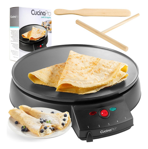 Plancha Crepas 12 Sartén Antiadherente Con Esparcidor Y Guí