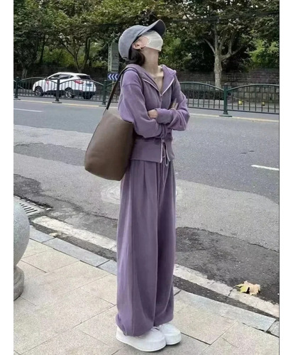 Conjunto Casual De Sudadera Y Pantalones Acampanados Para Mu