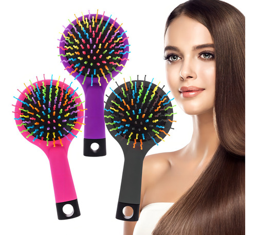 Cepillo Arcoíris Cerdas Onduladas Cabello Peine De Rizos F Color A Escoger