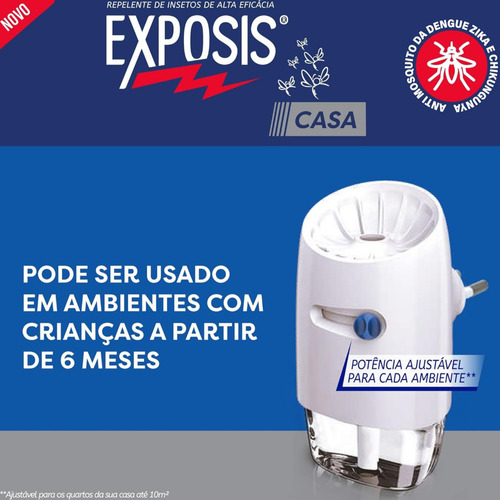 4 Aparelhos Repelente Elétrico + Refil Exposis Casa 32,9ml