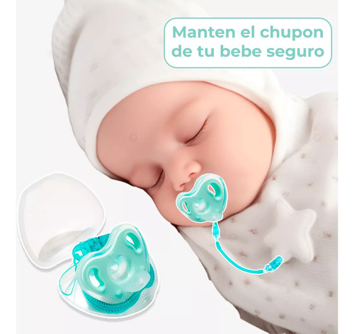 Chupón De Silicón Con Estuche Clip Sujetador 0-6 M Rosa 0-6 Meses
