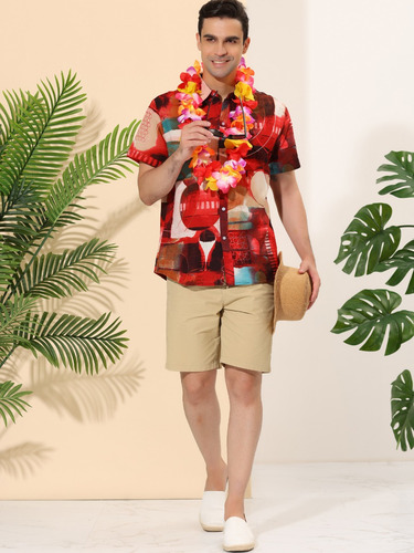 Camisa Con Bloques De Color Geométrico Irregular Manga Corta