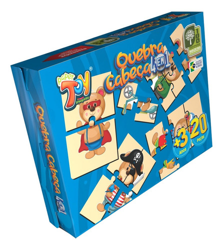 Quebra Cabeça 4 Em 1 20 Peças Urso Feliz Paper Toy